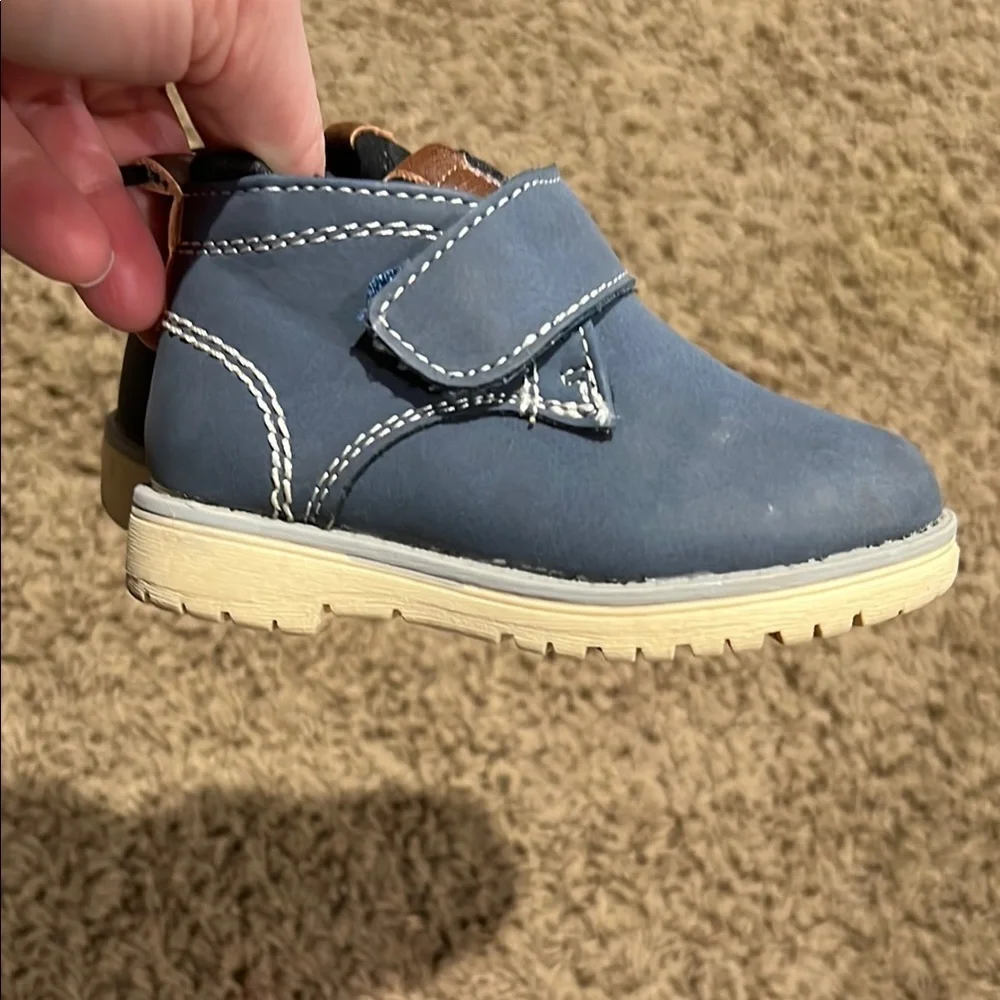 Blue Casual Boots with Velcro Closure and Soft Material